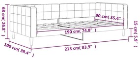 Καναπές Κρεβάτι Χωρίς Στρώμα Σκούρο Γκρι 90x190 εκ. Βελούδινο - Γκρι