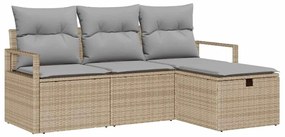 vidaXL Σετ Καναπέ Κήπου με μαξιλάρι 4 pcs Μπεζ Πολυ ράταν