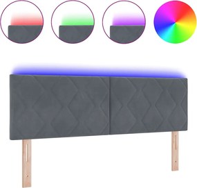 vidaXL LED κεφαλάρι Σκούρο Γκρι 144 cm Τεχνητό Δέρμα