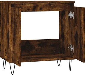vidaXL Ντουλάπι Μπάνιου Καπνιστή Δρυς 58 x 33 x 60 εκ. Επεξεργ. Ξύλο