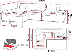 Γωνιακός καναπές Malwi II-Δεξιά-Με κρεβάτι