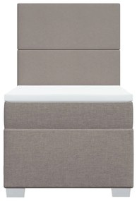 vidaXL Κρεβάτι Boxspring με Στρώμα Taupe 90x200 εκ. Υφασμάτινο