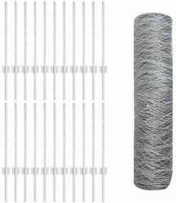 vidaXL Φράχτης με Στήλες. Ασημί 0.5 x 50 μ. Ατσάλι