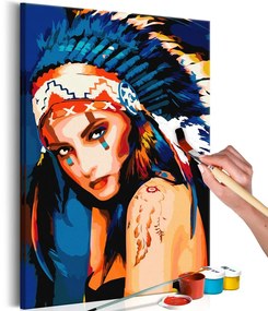 Πίνακας ζωγραφικής με αριθμούς όμορφη ιθαγενή Αμερικανίδα - 40x60