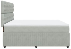 vidaXL Κρεβάτι Boxspring με Στρώμα Ανοιχτό Γκρι 180x200 εκ. Βελούδινο