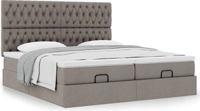vidaXL Οθωμανικό κρεβάτι με στρώματα Taupe 200x200cm ύφασμα