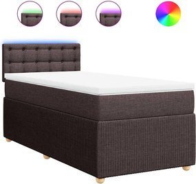 vidaXL Κρεβάτι Boxspring με Στρώμα Σκούρο Καφέ 90x190 εκ. Υφασμάτινο