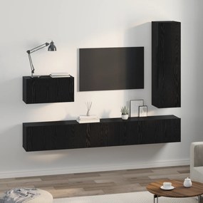 vidaXL Σετ επίπλου τηλεόρασης 4 pcs Μαύρη Δρυς 30.5 x 30 x 110 εκ.