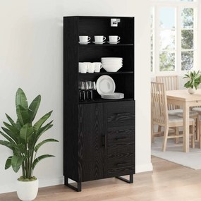 vidaXL Highboard με συρτάρι 2 pcs Μαύρη Οξυά Επεξεργασμένο ξύλο