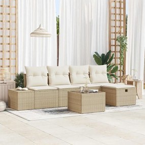 vidaXL Σετ Καναπέ Κήπου 6 pcs Μπεζ 55 x 62 x 69 εκ Πολυ ράταν