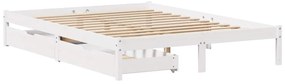 vidaXL Σκελετός Κρεβ. Χωρίς Στρώμα Λευκό 140x190 εκ Μασίφ Πεύκο
