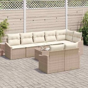 vidaXL Σέτ φαγητού για κήπο με μαξιλάρι 9 pcs Μπεζ, Κρέμα