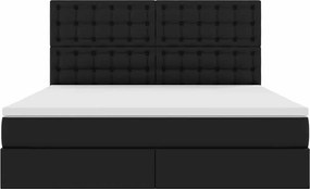 vidaXL Κρεβάτι Αποθήκης με στρώμα Μαύρο 160 x 200 cm Τεχνητό Δέρμα