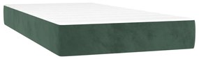 vidaXL Κρεβάτι Boxspring με Στρώμα &amp; LED Σκ. Πράσινο 80x200 εκ Βελούδο