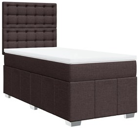 vidaXL Κρεβάτι Boxspring με Στρώμα Σκούρο Καφέ 80x200 εκ. Υφασμάτινο