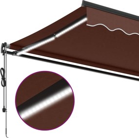 vidaXL Τέντα Πτυσσόμενη Αυτόματη με LED Καφέ 400x350 εκ.