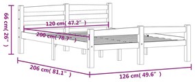 ΠΛΑΙΣΙΟ ΚΡΕΒΑΤΙΟΥ ΣΚΟΥΡΟ ΓΚΡΙ 120 X 200 ΕΚ. ΜΑΣΙΦ ΞΥΛΟ ΠΕΥΚΟΥ 322091