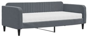 Κρεβάτι ημέρας με στρώμα σκούρο γκρι 90x190 cm Βελούδο 3197053