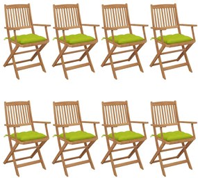 vidaXL Καρέκλες Κήπου Πτυσσόμενες 8 τεμ Μασίφ Ξύλο Ακακίας & Μαξιλάρια
