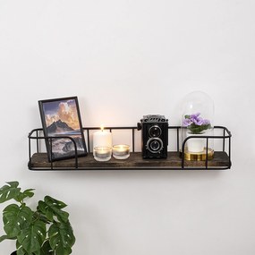 Ράφι Τοίχου Μαύρο / Σκούρα Καρυδιά SYRINGA 60x15x10