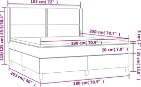 vidaXL Κρεβάτι Boxspring με Στρώμα Κρεμ 180x200 εκ. Υφασμάτινο