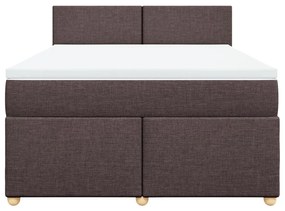 Κρεβάτι Boxspring με Στρώμα Σκούρο Καφέ 140x200 εκ Υφασμάτινο - Καφέ