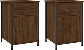 vidaXL Κομοδίνα 2 τεμ. Καφέ Δρυ 40x42x60 εκ. από Επεξεργ. Ξύλο