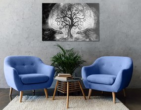 Εικόνα μαγικό δέντρο της ζωής σε ασπρόμαυρο σχέδιο - 60x40