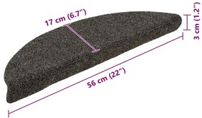 Πατάκια Σκάλας Αυτοκόλ. 5 τεμ Ανθρακί 56x17x3 εκ Βελονιασμένο 149690