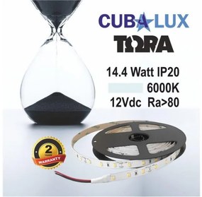 Ταινία LED 14,4W IP20 12V 3000K 4000K 6000K 5M TORA Cubalux 500013