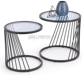 Tile Σετ 2 Τραπεζακια Σαλονιου Μαυρο 50x50x50