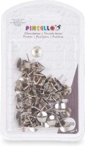 Πινέζες Pincello Ασημί Μέταλλο (24 Μονάδες)