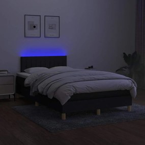 vidaXL Κρεβάτι Boxspring με Στρώμα &amp; LED Μαύρο 120x190 εκ. Υφασμάτινο