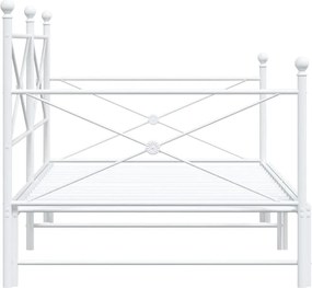 vidaXL Κρεβάτι ημέρας με καρότσα χωρίς στρώμα Λευκό 100x190 cm Ατσάλι