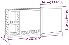 Ντουλάπι με Καθρέφτη 80 x 17 x 34 εκ. από Μασίφ Ξύλο Καρυδιάς - Καφέ