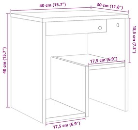 Κομοδίνα 2 τεμ. Όψη Παλαιού Ξύλου 40x30x40 εκ. από Επεξ. Ξύλο - Καφέ