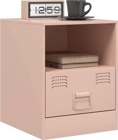 vidaXL Κομοδίνο Ροζ 34,5 x 39 x 44 εκ. από Χάλυβα