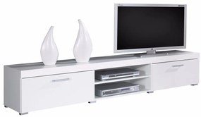 Τραπέζι Tv Charlotte A121, Άσπρο, Γυαλιστερό λευκό, Ο αριθμός των θυρών: 2, 200x39x45cm, 34 kg | Epipla1.gr