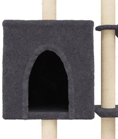 vidaXL Γατόδεντρο Σκούρο Γκρι 145 εκ. με Στύλους Ξυσίματος από Σιζάλ