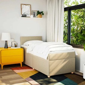 vidaXL Κρεβάτι Boxspring με Στρώμα Κρεμ 80 x 200 εκ. Υφασμάτινο