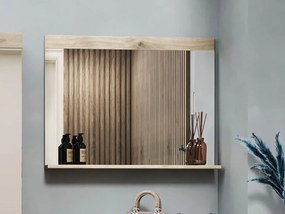 AMBER Καθρέπτης Τοίχου με White Oak/Sateen Ξύλινο Πλαίσιο 90x69x16cm