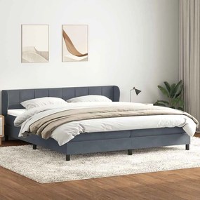 vidaXL Box Spring Κρεβάτι με στρώματα Σκούρο γκρι 180x220 cm Βελούδινο
