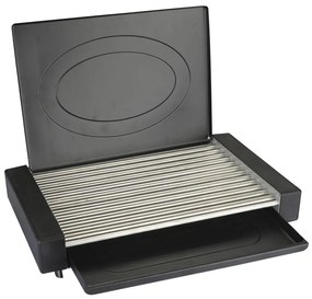 Ηλεκτρική σχάρα με καπάκι Rosberg R51015M, 1800W, 35x22 cm, 12 σωληνωτές νευρώσεις, δίσκος λίπους, Μαύρο