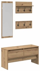 vidaXL Σετ επίπλων χωλ με συρτάρι 4 pcs Μαύρη δρυς 90 x 31 x 46.5 εκ
