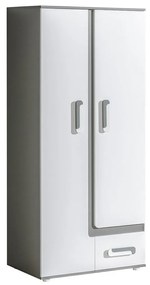Ντουλάπα Akron G106, Ανθρακί, Άσπρο, 192x85x50cm, Πόρτες ντουλάπας: Με μεντεσέδες