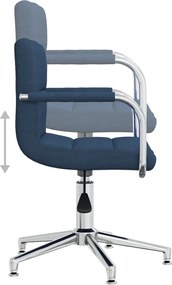 vidaXL Καρέκλα Τραπεζαρίας Περιστρεφόμενη Μπλε Υφασμάτινη