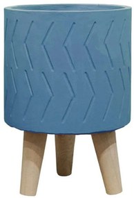 Κασπώ 06-00-21204-3 Φ16x23,5cm Blue-Natural Marhome Wood,Cement