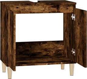 vidaXL Ντουλάπι Νιπτήρα Καπνιστή Δρυς 58x33x60 εκ. Επεξεργ. Ξύλο