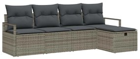 vidaXL Σετ Καναπέ Κήπου με μαξιλάρι 5 pcs Γκρι Πολυ ράταν