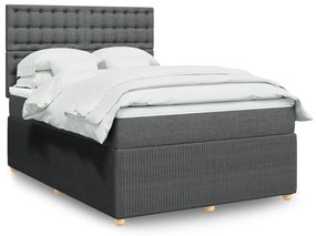 Κρεβάτι Boxspring με Στρώμα Σκούρο Γκρι 160x200 εκ Υφασμάτινο